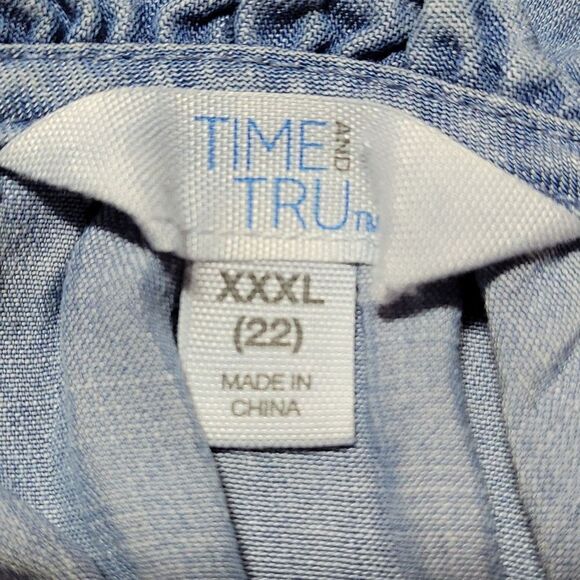 Denim style 3X woman's sleeveless top - Picture 5 of 7